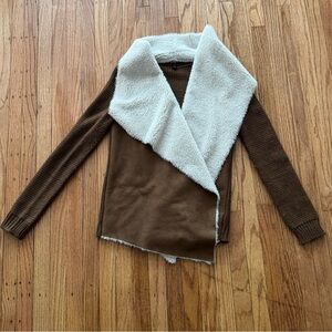 Jennyfer Brown Faux Fur Suede Cardigan M